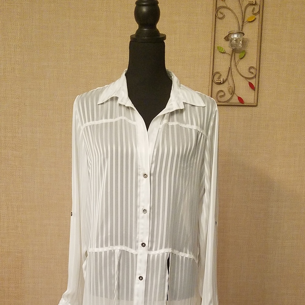 Ashley Stewart Long Sleeve Sheer Blouse Size 12